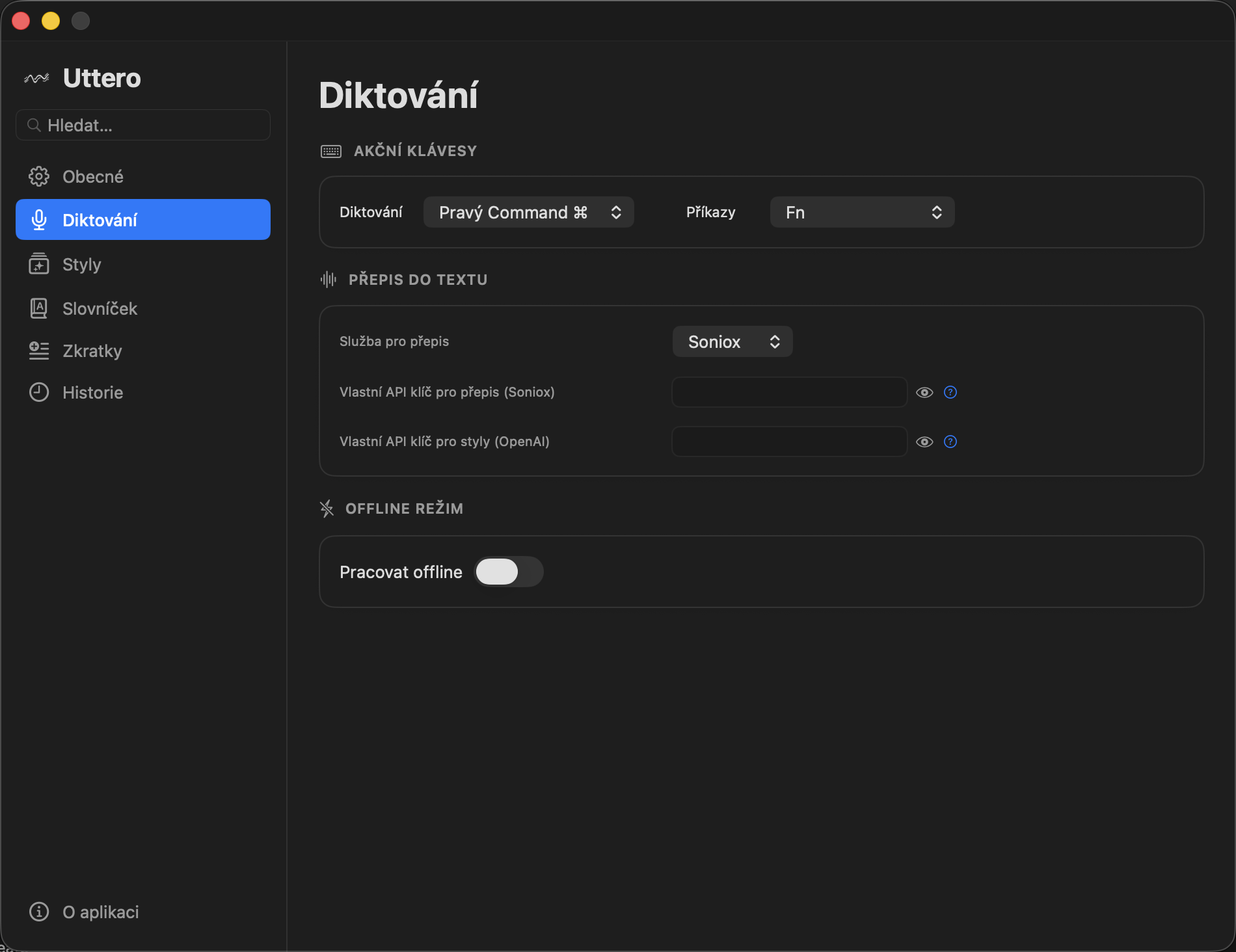 Uttero - Diktování